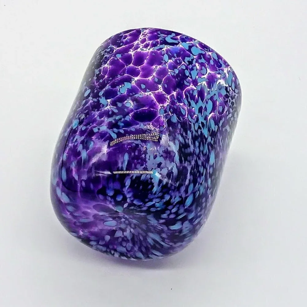 Handblown Purple Blue Studio Art Glass Candle Holder Vase